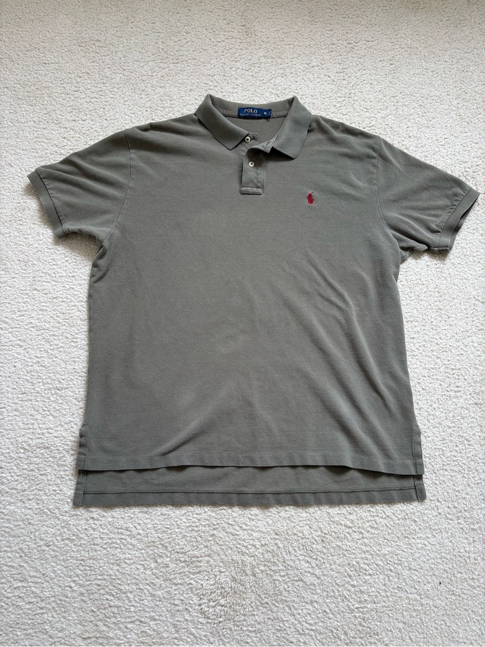Polo Ralph Lauren olive green short sleeve polo shirt red logo sz XL preppy